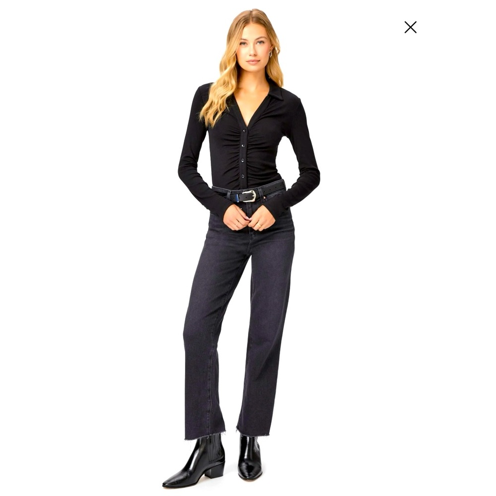 Paige Denim Relaxed Claudine High Rise Ankle Flare, sz 27, black (NWT)